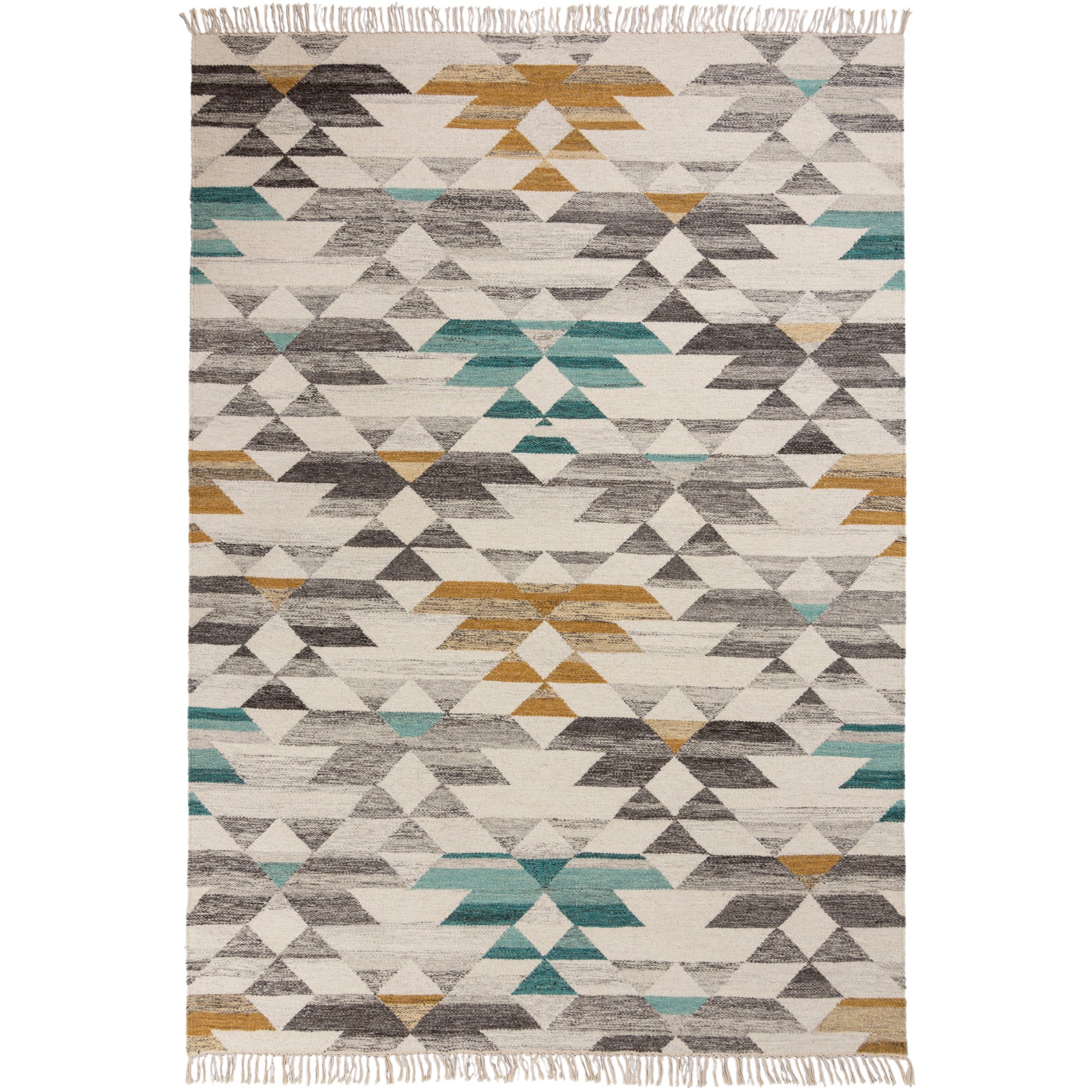 Seattle Wool Blend Rug Blue, Yellow and White