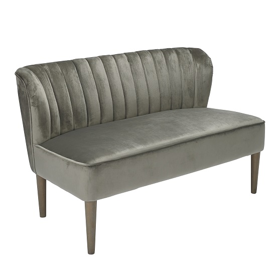 Bentley 2 Seater Sofa In Steel Grey Velvet With Wooden Legs