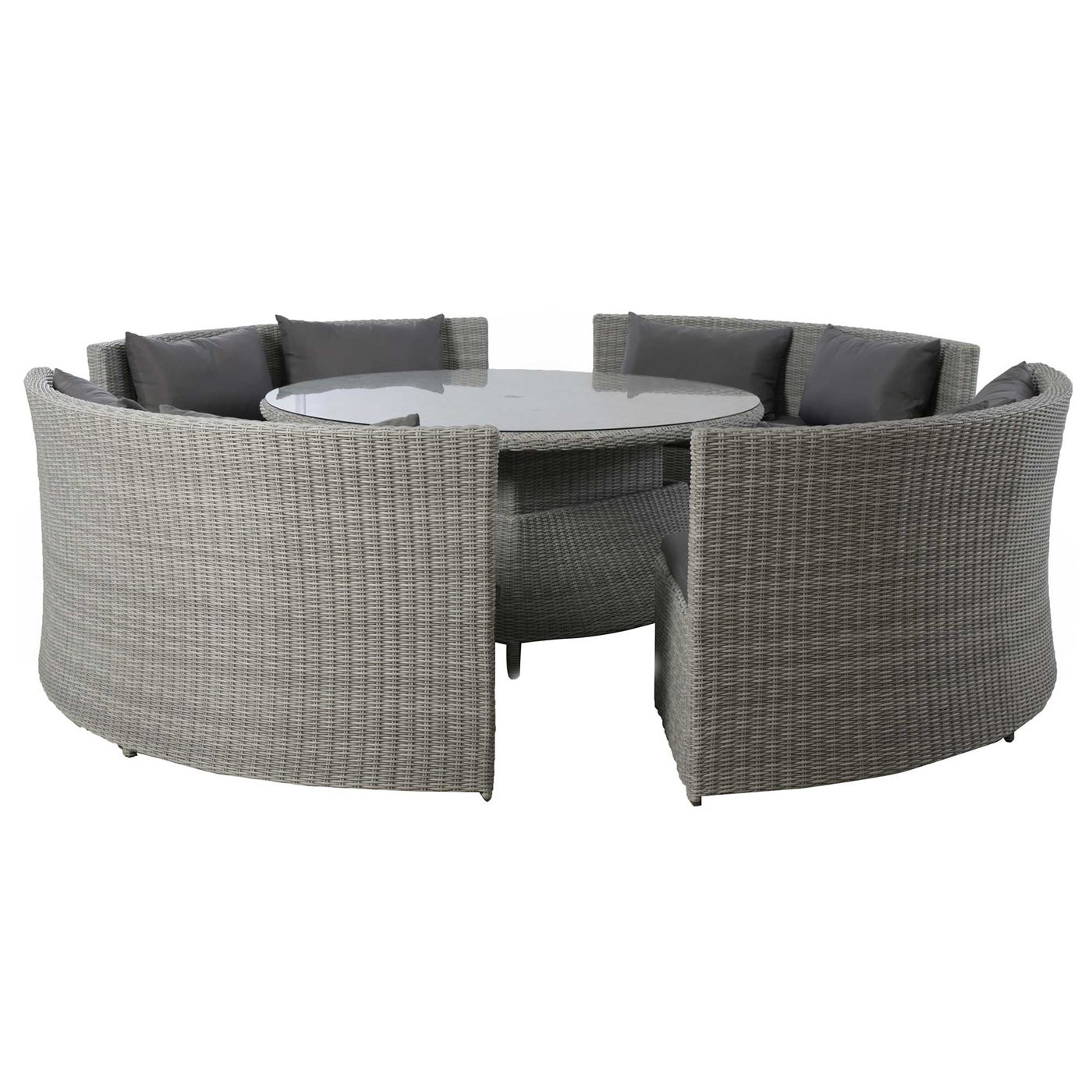 Didcot Round Garden Sofa Dining Set in Grey Weave and Grey Fabric