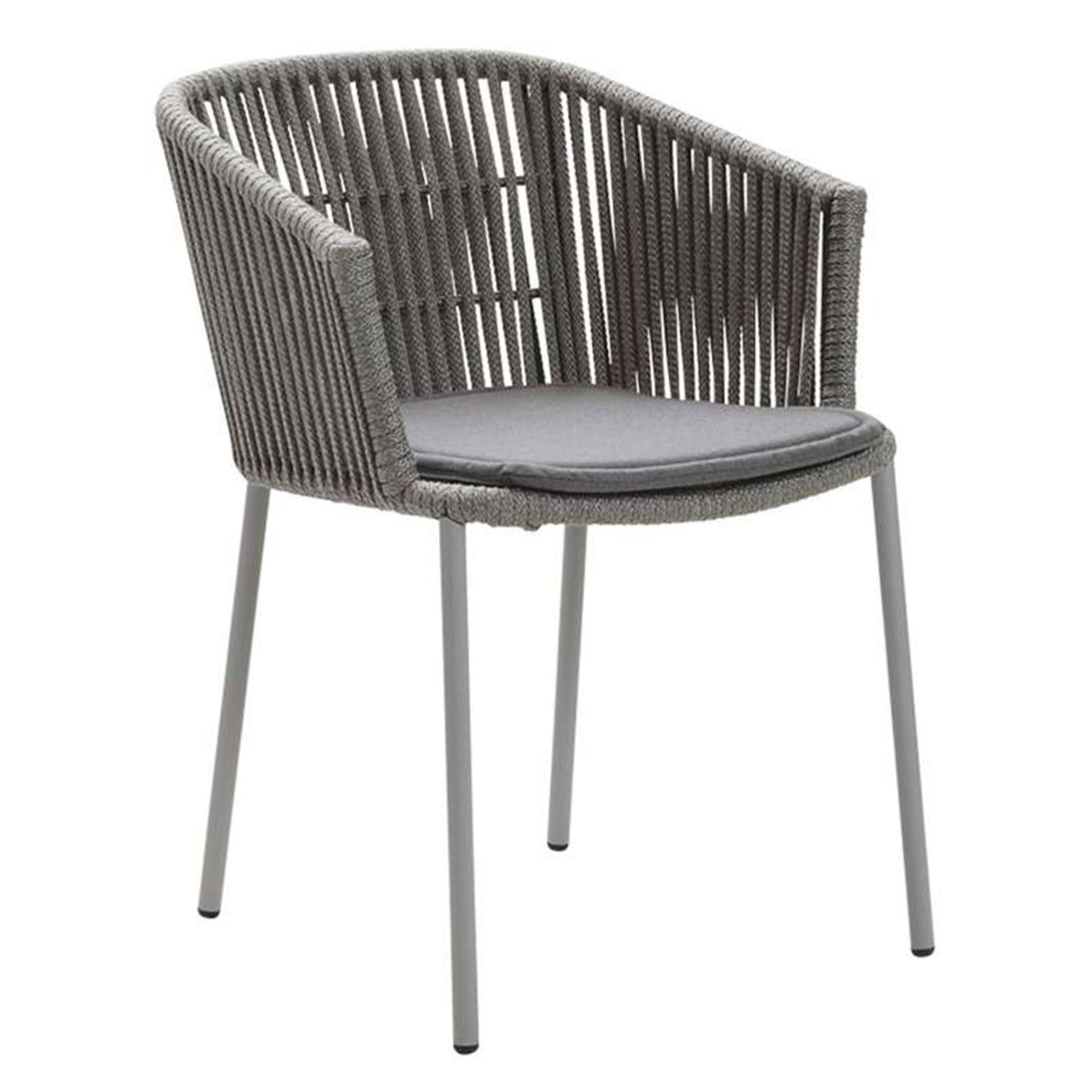 Cane-line Moments Set of 2 Stackable Chairs with Seat Cushions, Grey, Natte