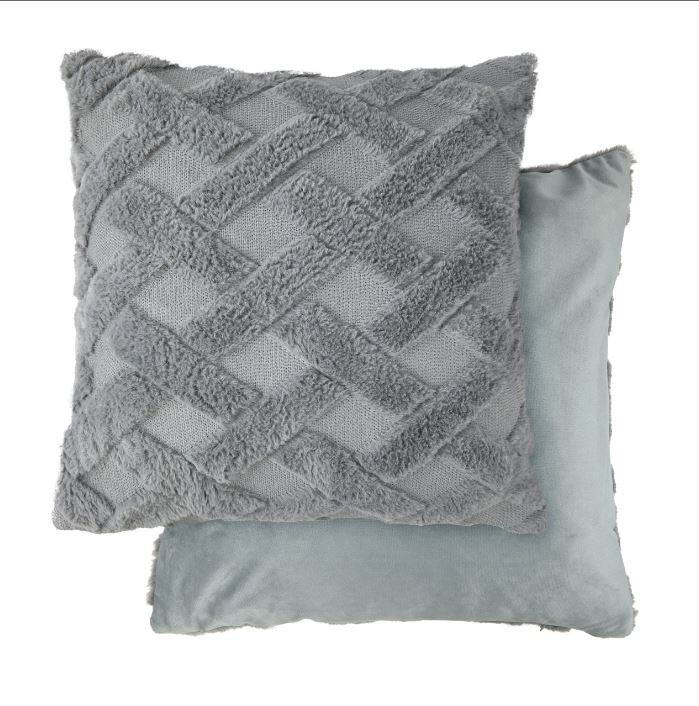 New Edge Blinds Newton Cross Hatch Collection Soft Touch Cushion Cover in Silver