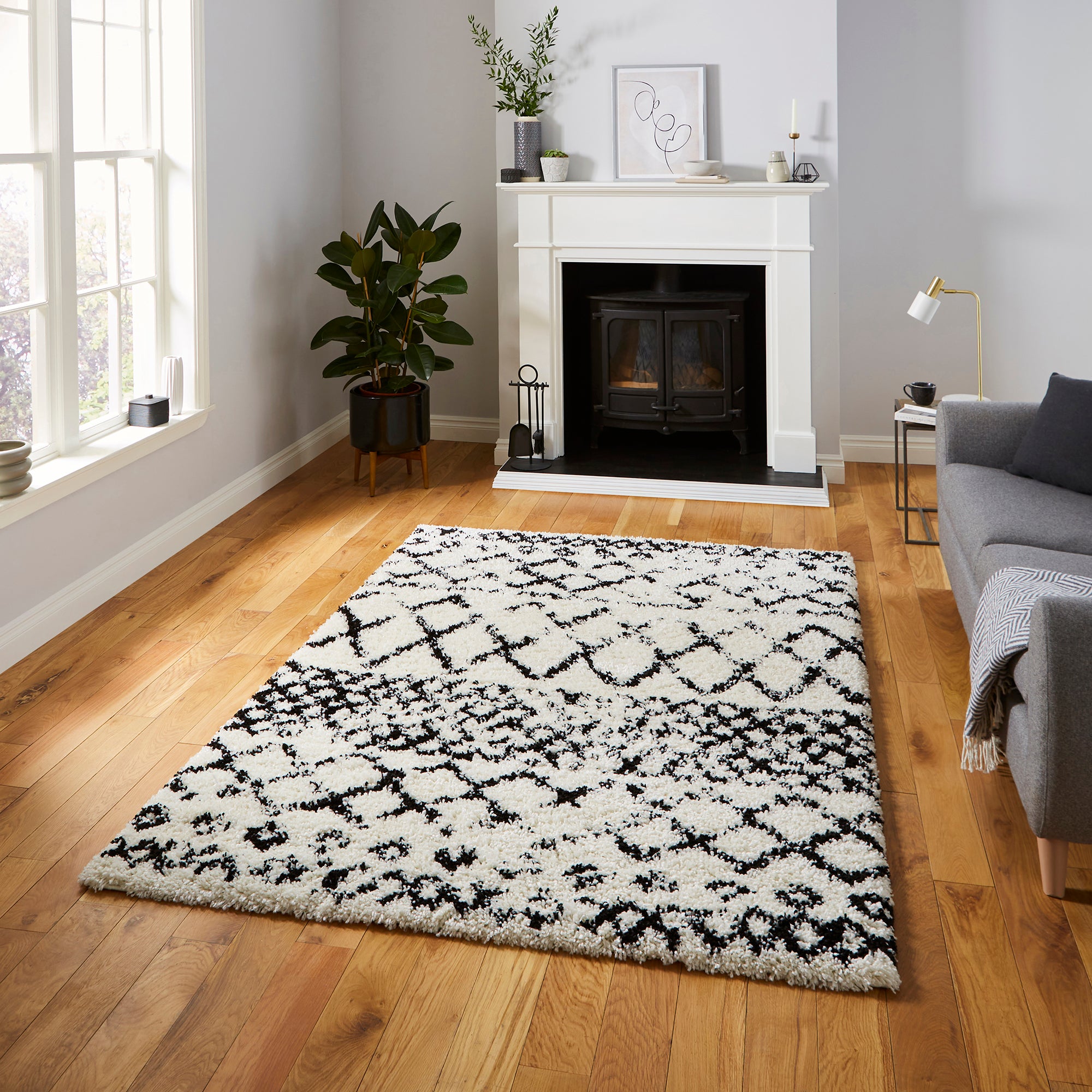 Scandi Berber G272 Rug Black and white