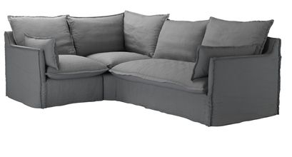 Isaac Asym: LHF Single w RHF 2 Seat Sofa Bed in Shadow Brushed Linen Cotton - sofa.com