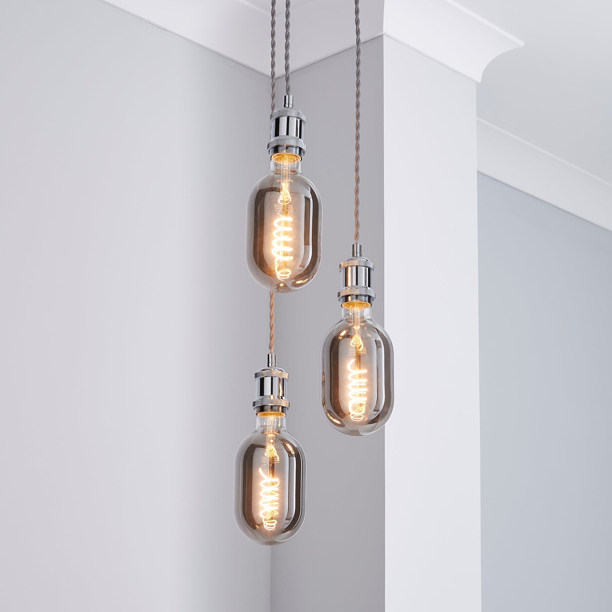 Charlie 3 Light Cluster Flex Fitting Chrome