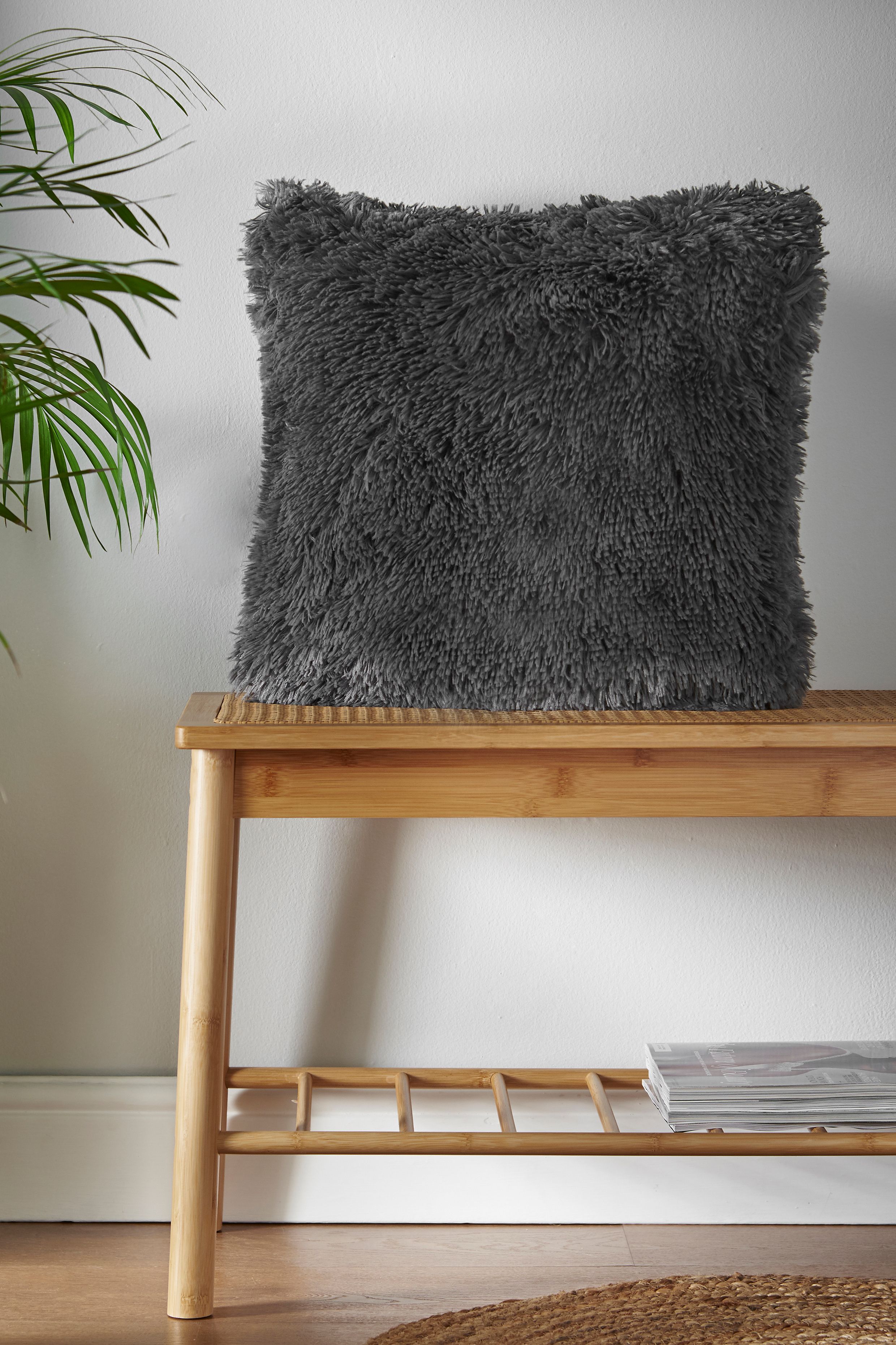 Catherine Lansfield 'Cuddly' Faux Fur Cushion in Charcoal