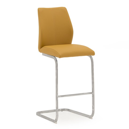 Bernie Faux Leather Bar Chair In Pumpkin With Chrome Legs