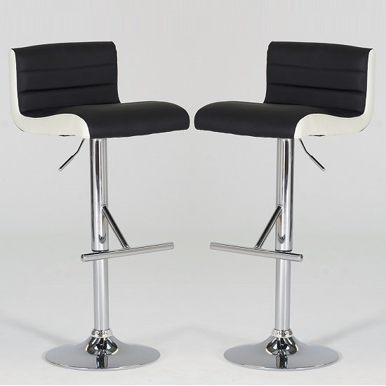 Baldwin Bar Stools In Black And White Faux Leather In A Pair