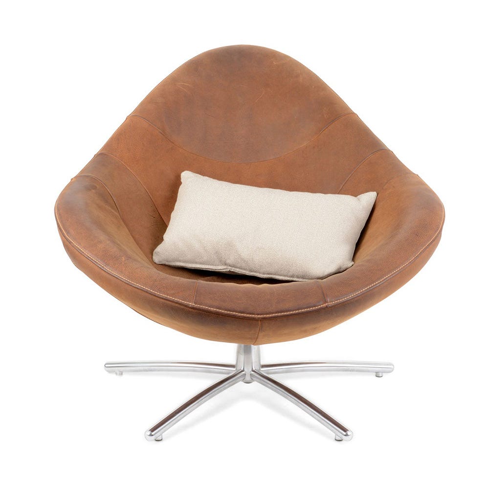 Heal's Hidde Swivel Armchair in Brown Yak Leather 2