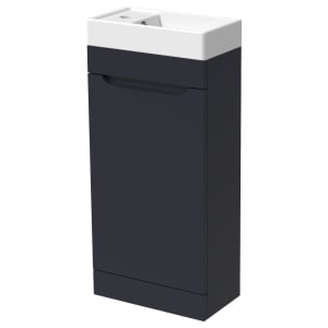 Wickes Malmo Indigo Blue Cloakroom Freestanding J Pull Vanity Unit & Basin - 850 x 400mm