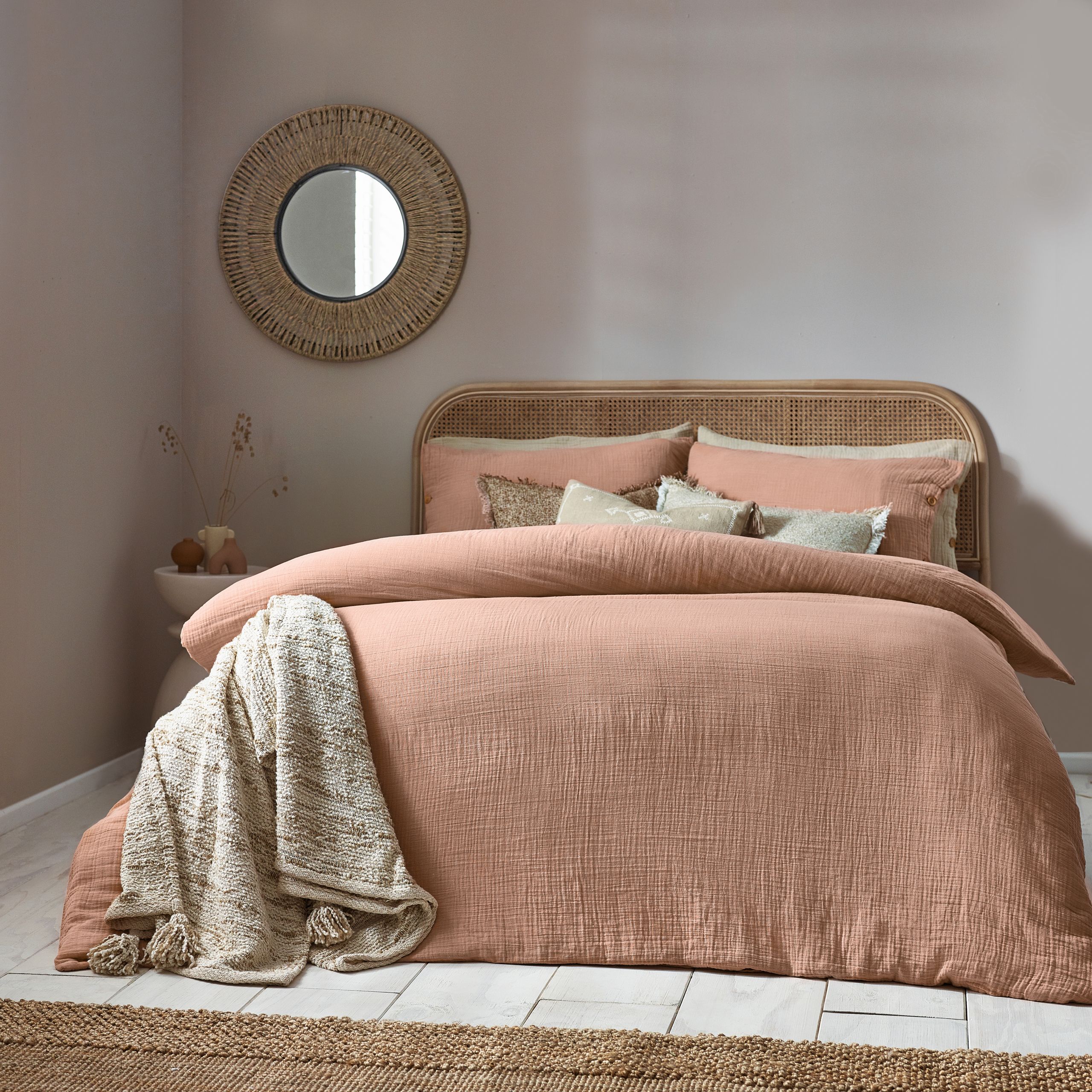 Yard Lark 100% Cotton Muslin Duvet Cover Set in Dusty Pink