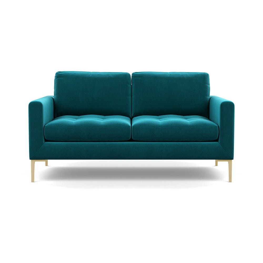 Heal's Eton 2 Seater Sofa Smart Velvet Petrol Brass Feet