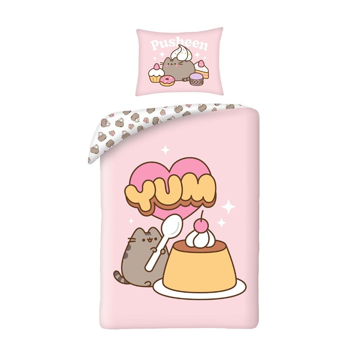 Pusheen Yum Cotton Duvet Cover Set in Baby Pink