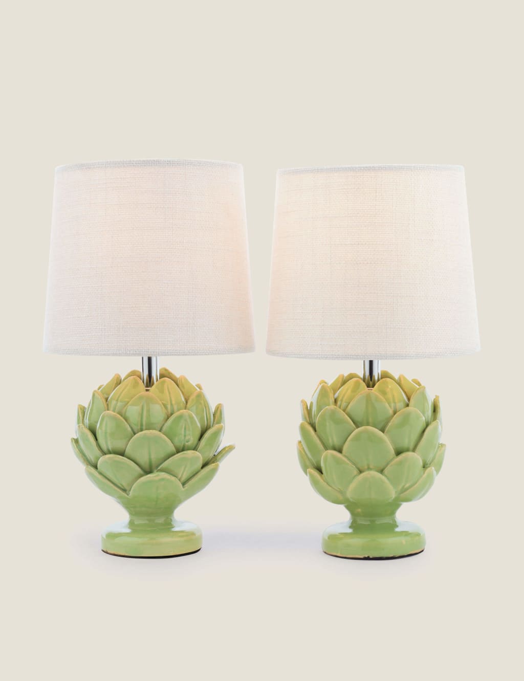 Laura Ashley Set of 2 Artichoke Ceramic Table Lamps Green