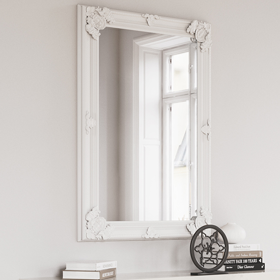 Moncton Large Rectangular Bedroom Mirror In White Frame