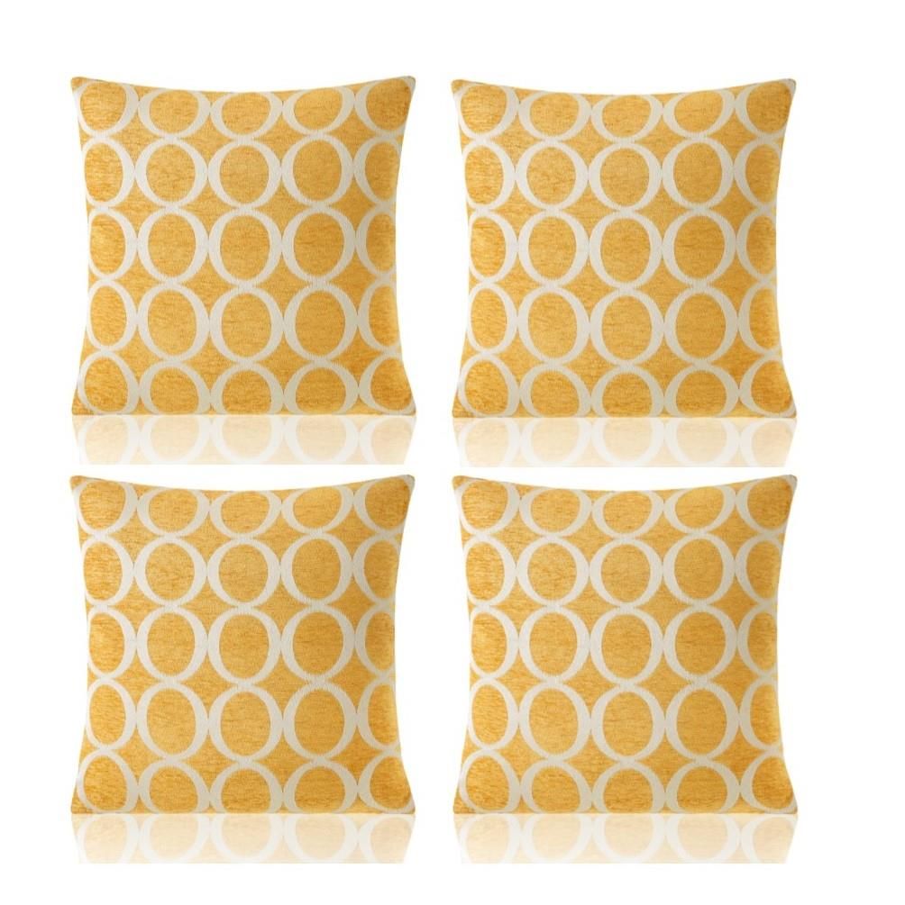 Luxury Living Luxury Chenille Cushion set of 4 in Yellow