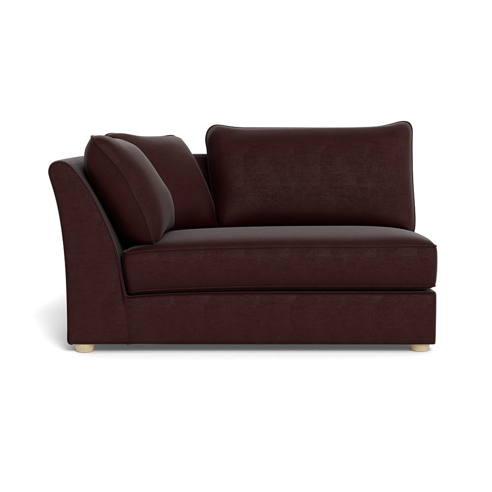 Heal's Tailor Large Curved Left Hand Facing Corner Unit Smart Luxe Velvet Acorn Natural Beech Feet