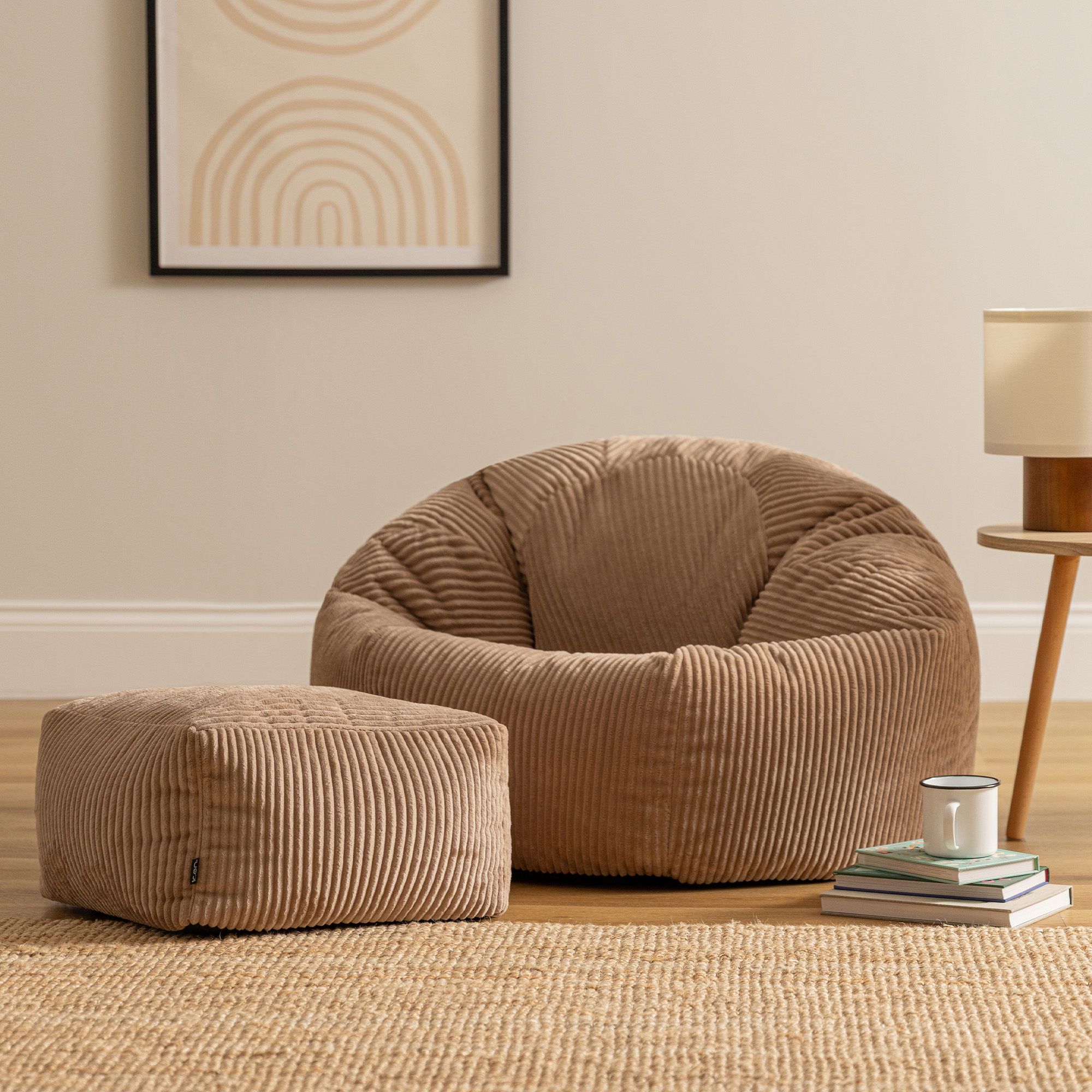 icon Kingston Bean Bag & Footstool Jumbo Cord Bundle in Taupe