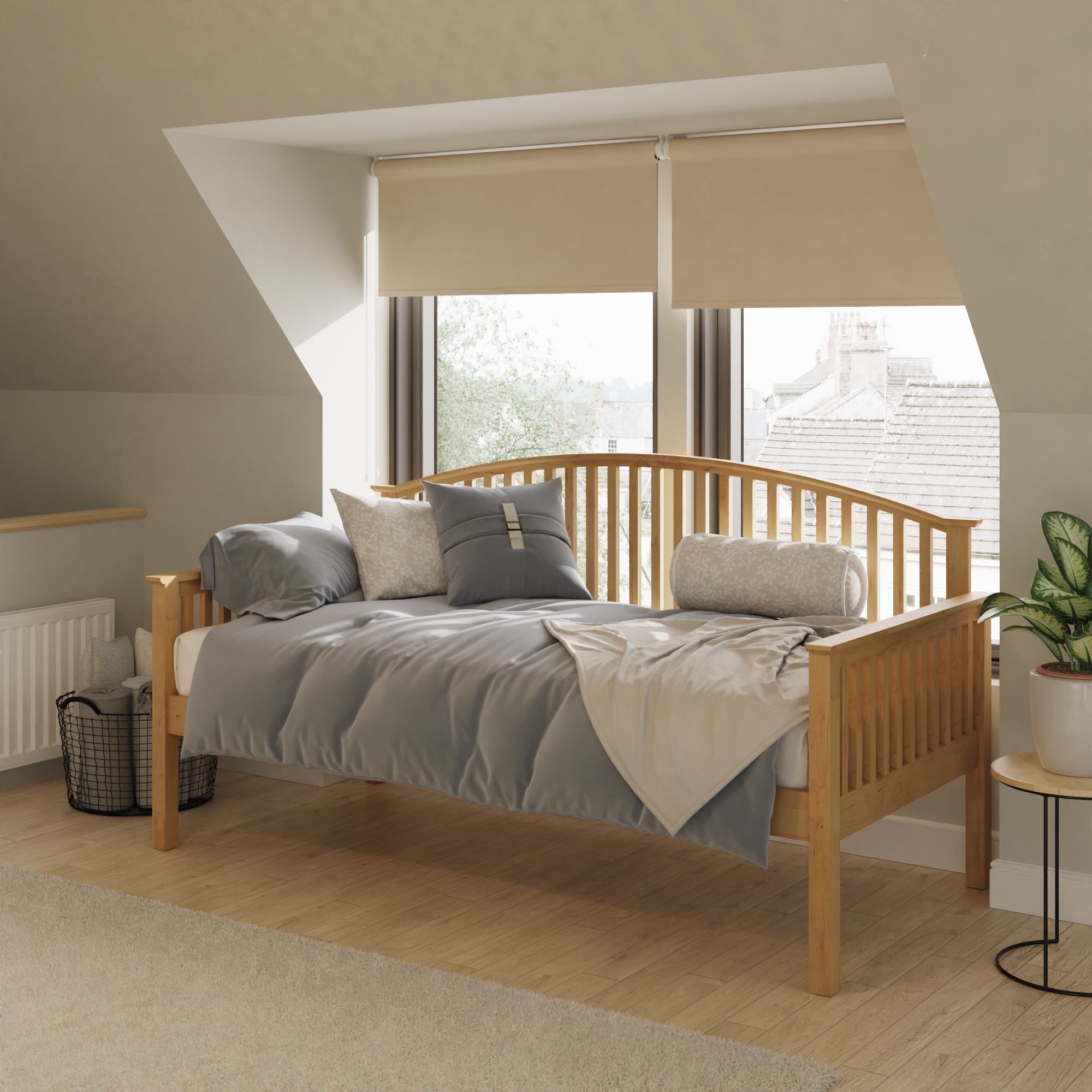 GFW Madrid Wooden Day Bed in Light Oak