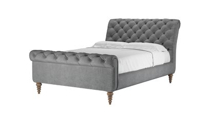 Knightsbridge Double Bed in Earl Grey Smart Velvet - sofa.com
