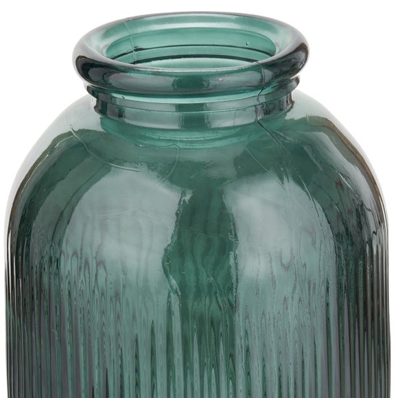 Tall Ribbed Recycled Glass Vase 3