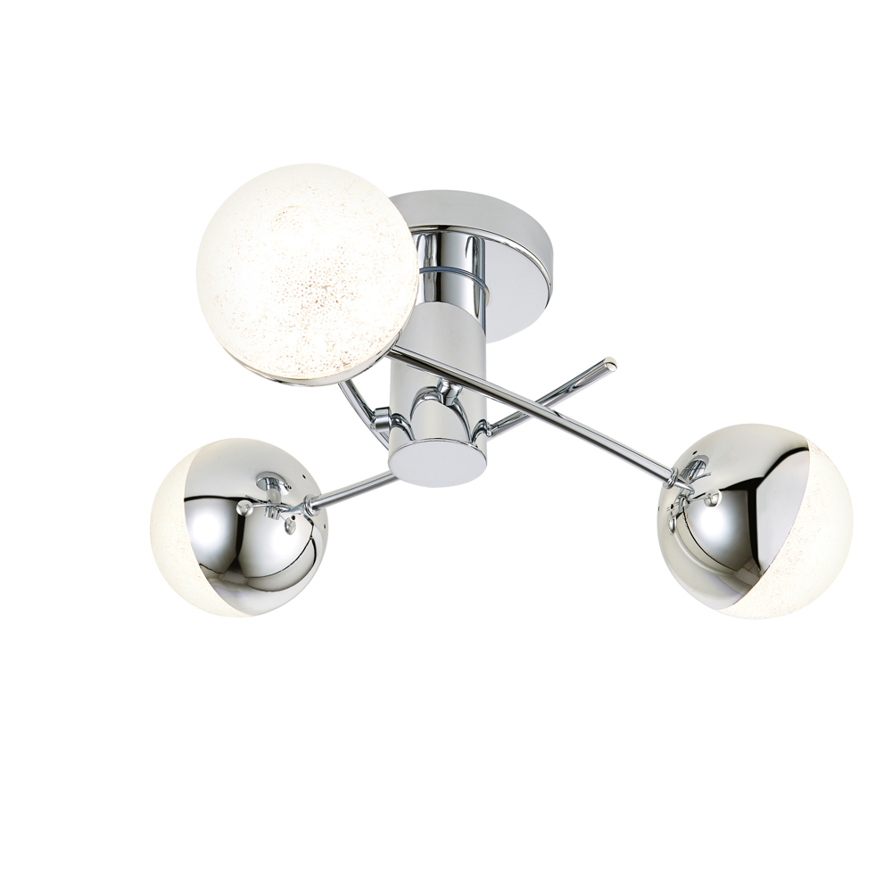 Sile Small LED Bathroom Semi Flush Ceiling Light, Chrome