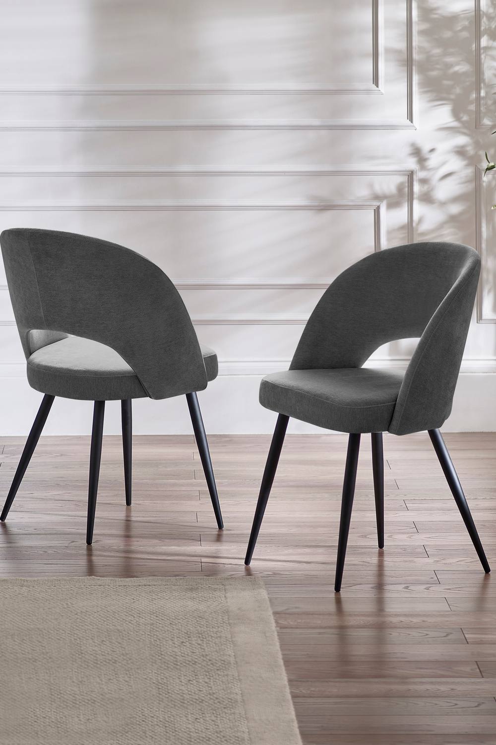 Julian Bowen Ella Curved Back Upholstered Dining Chair (Set of 2) in Dark Grey