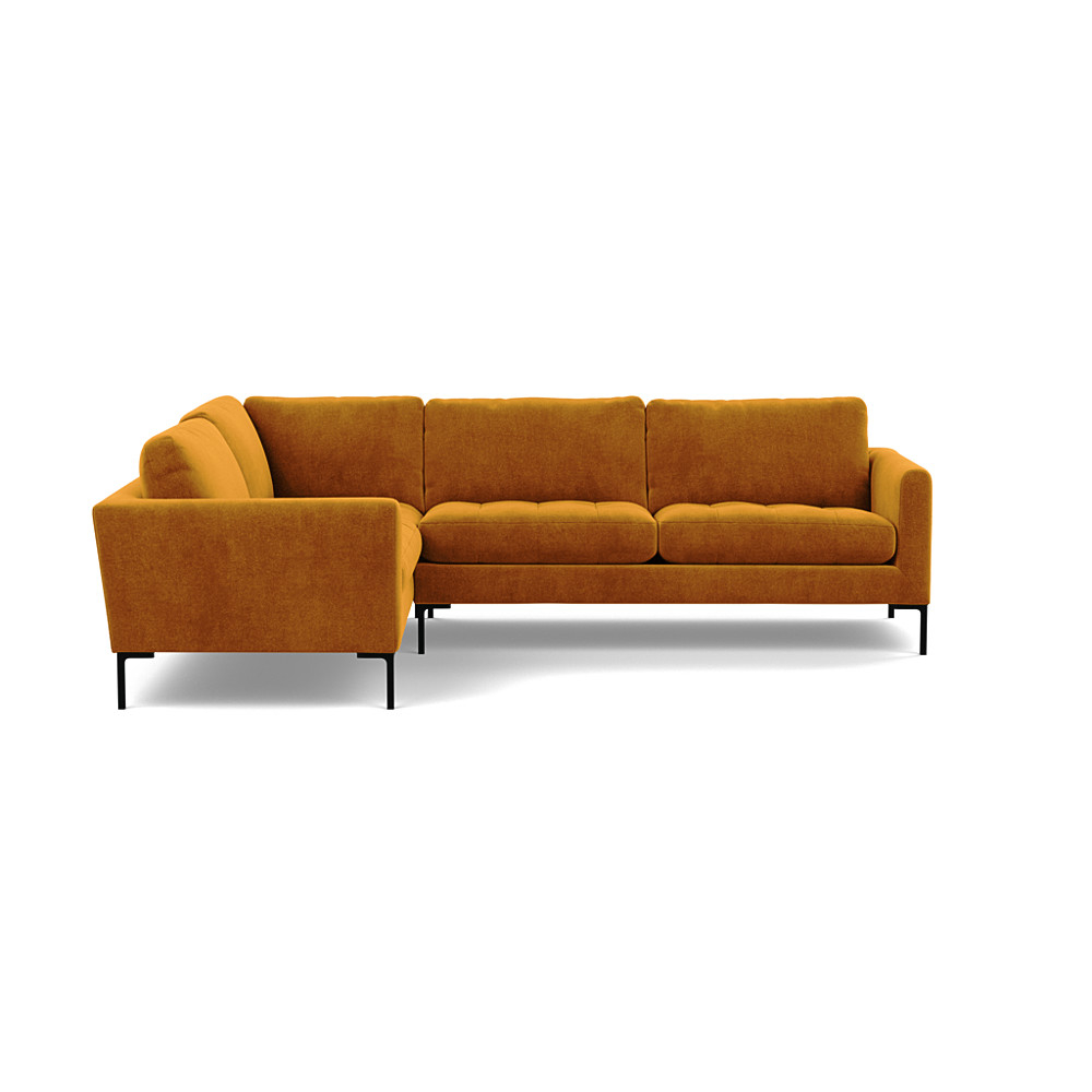 Heal's Eton Left Hand Facing Corner Sofa Smart Luxe Velvet Cognac Black Feet