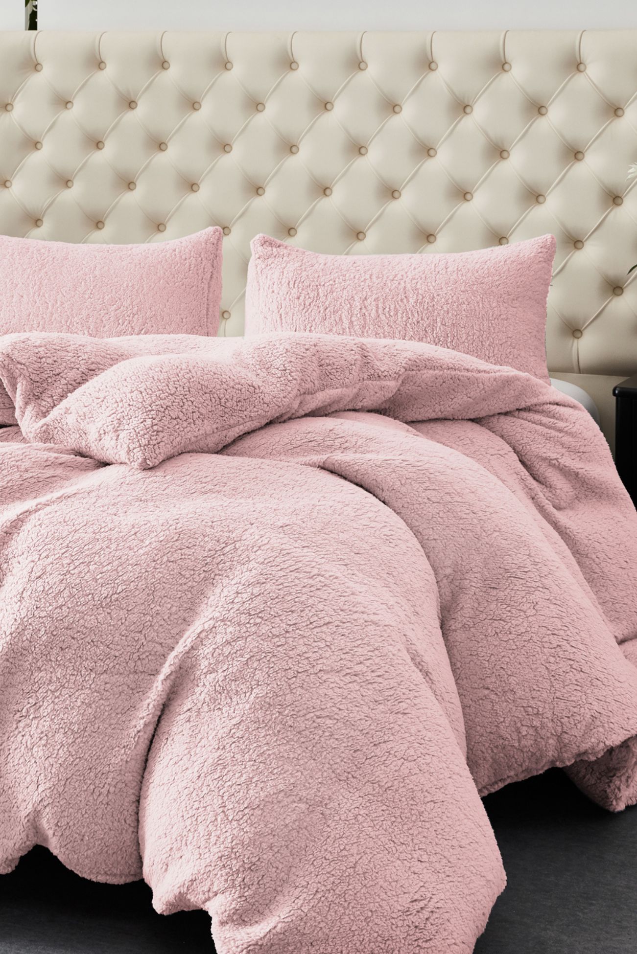 Ezysleep Winter Warm Soft Teddy Fleece Duvet Set in Pink