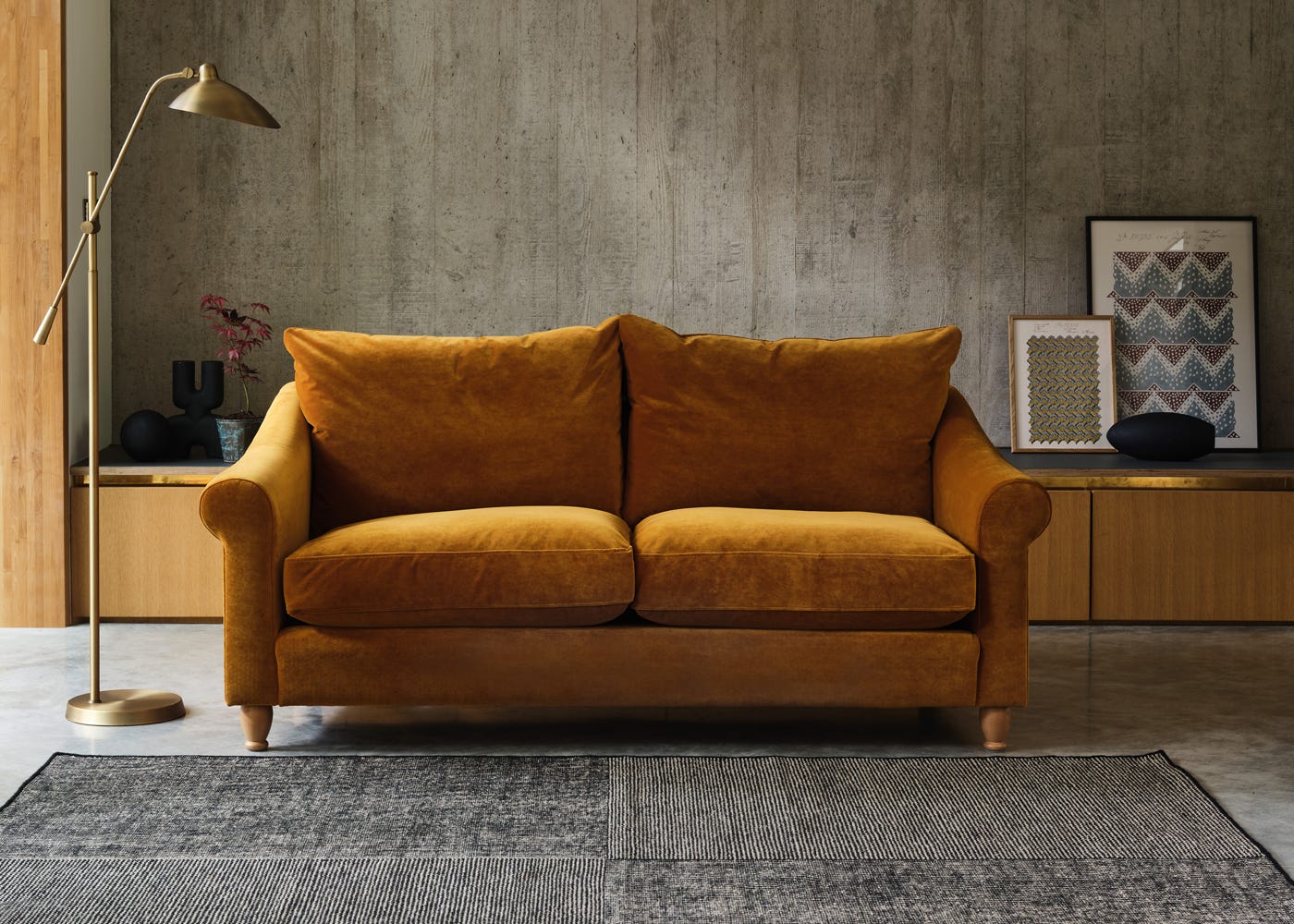 Heal's Devon 4 Seater Sofa Cotton Grain Dark Brown Feet 2