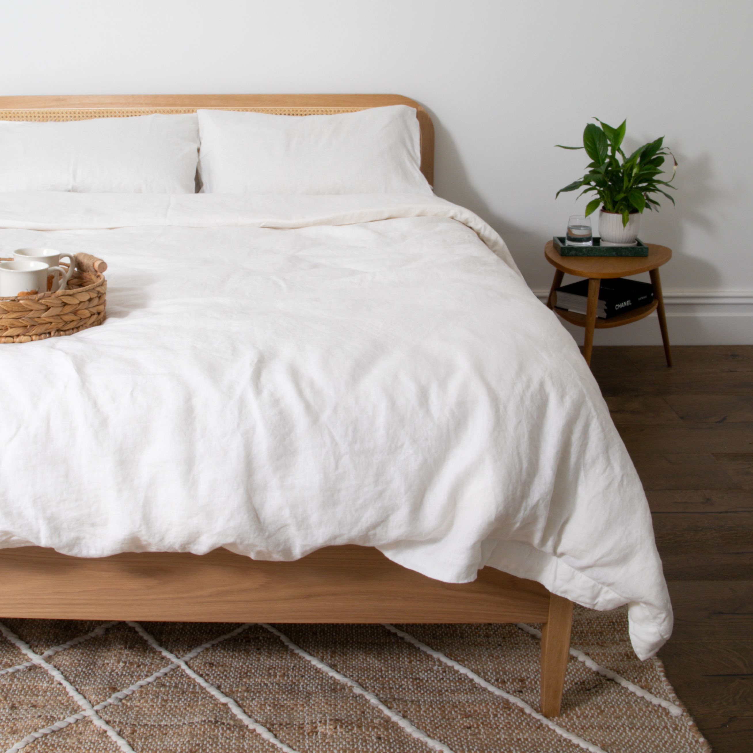 Native Natural White Single 100% Linen Duvet Cover (135x200cm)