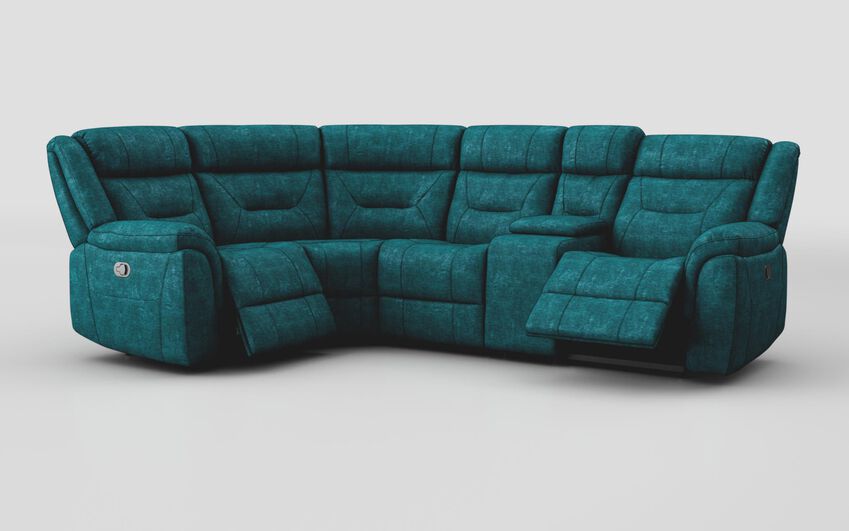 Blue Fabric Ainsdale 1 Corner 2 Manual Sofa with Console