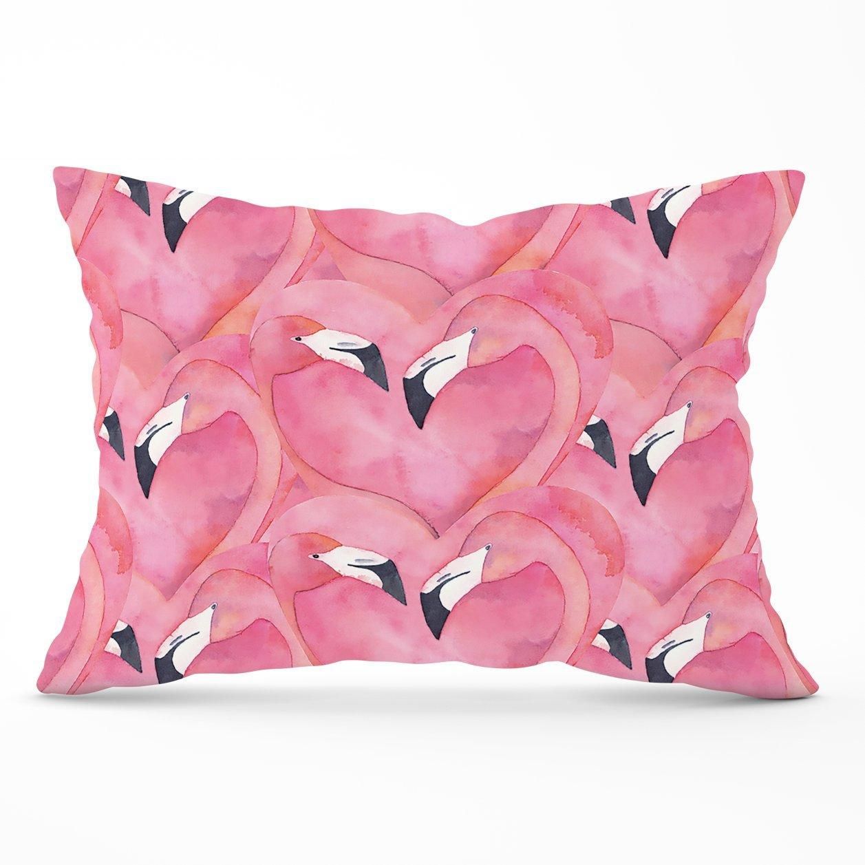 Warren Reed - Designer Watercolour Flamingo Hearts Cushions in Pink