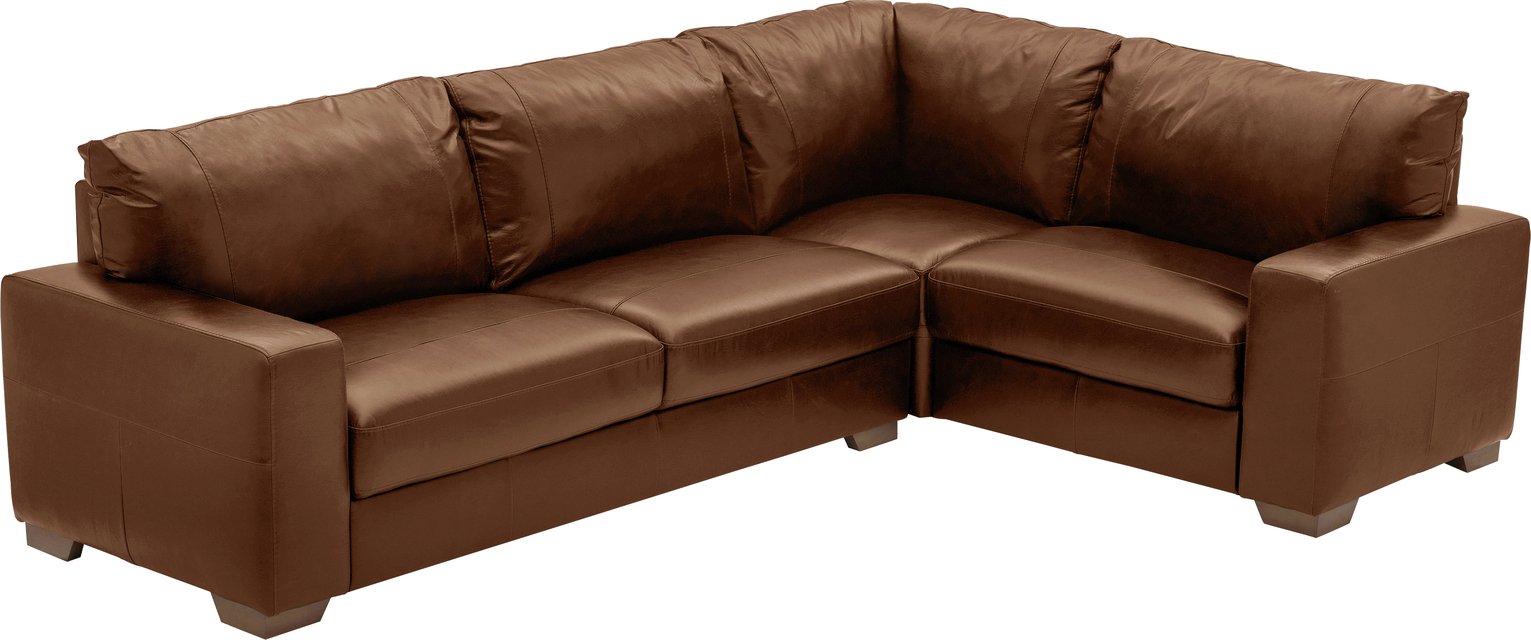 Habitat Eton Right Corner Leather Sofa - Tan