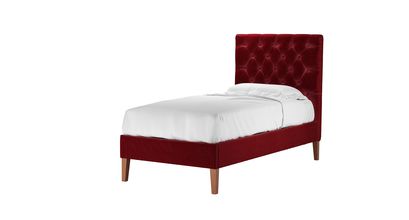 Rosalie 130cm Single Bed in Claret Cotton Matt Velvet - sofa.com