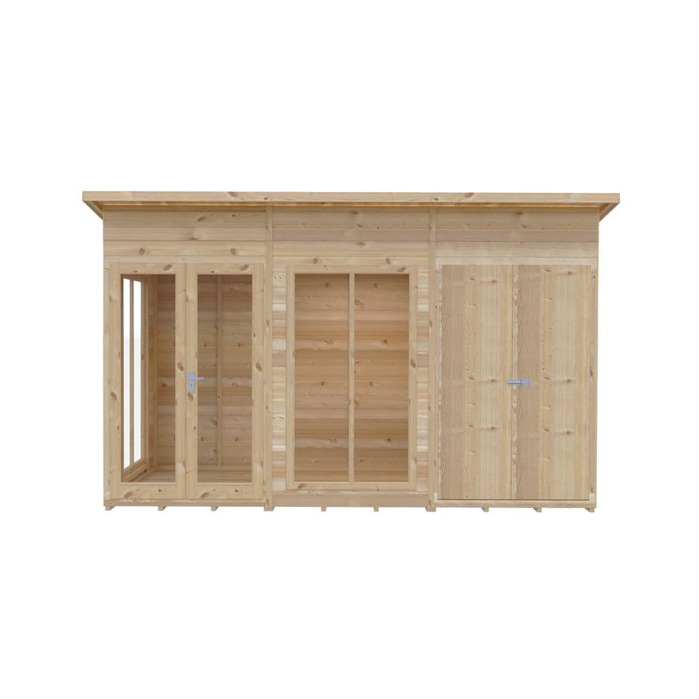 Shires Lela 12x6 Summerhouse including Storage - L185.8 x W357 x H228.4 cm in Light Brown
