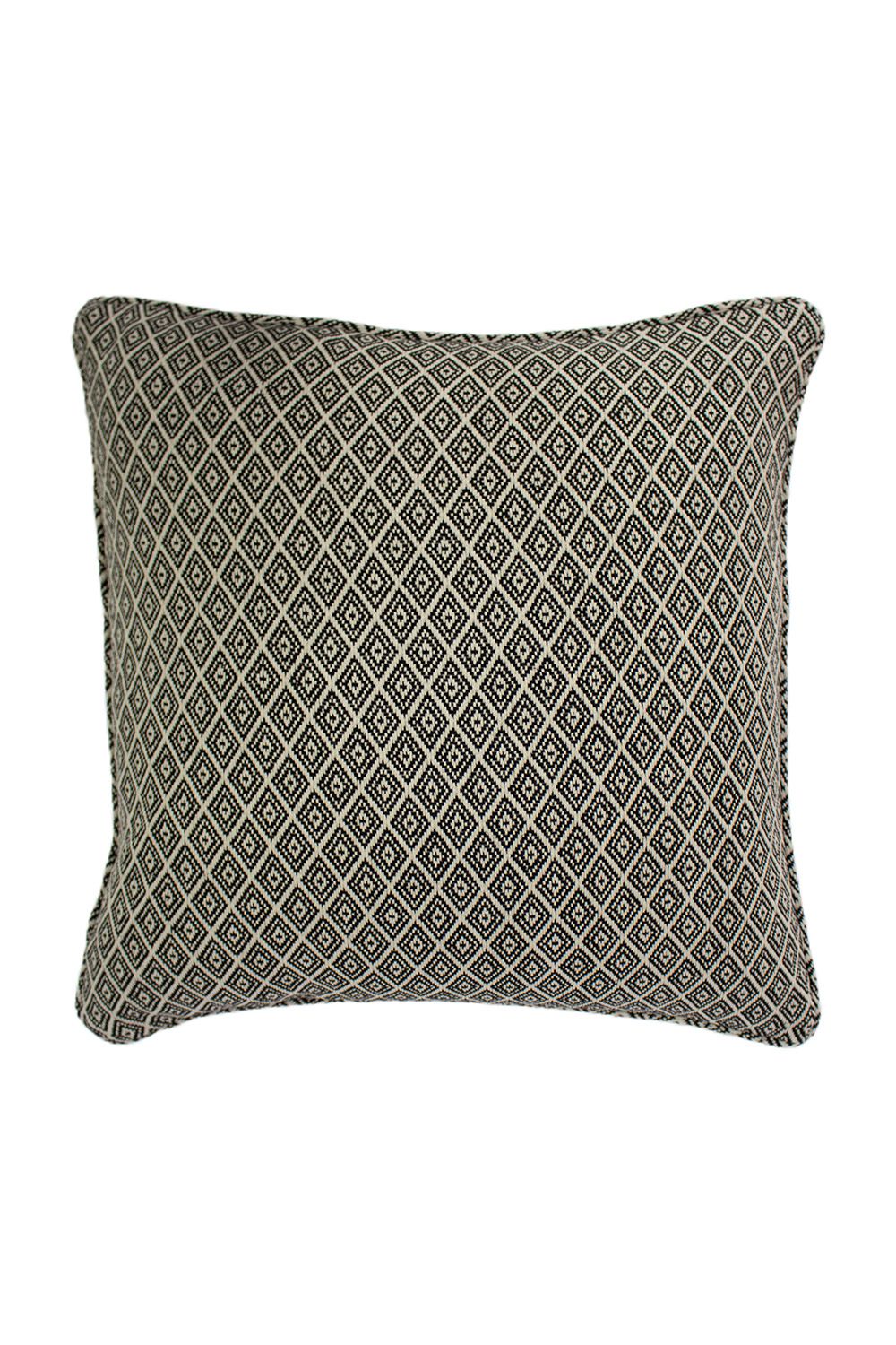 Paoletti Tangier Woven Geometric Fringed Cushion in Black