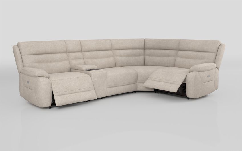 Fabric Fenton 3 Corner 1 Power Recliner Sofa with Media Console