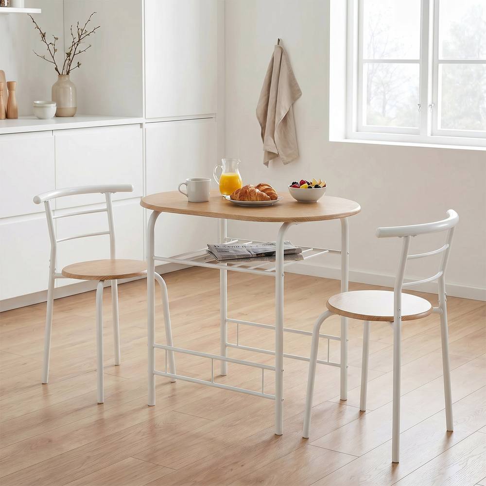 Seconique Derry Dining Set White/Oak in White