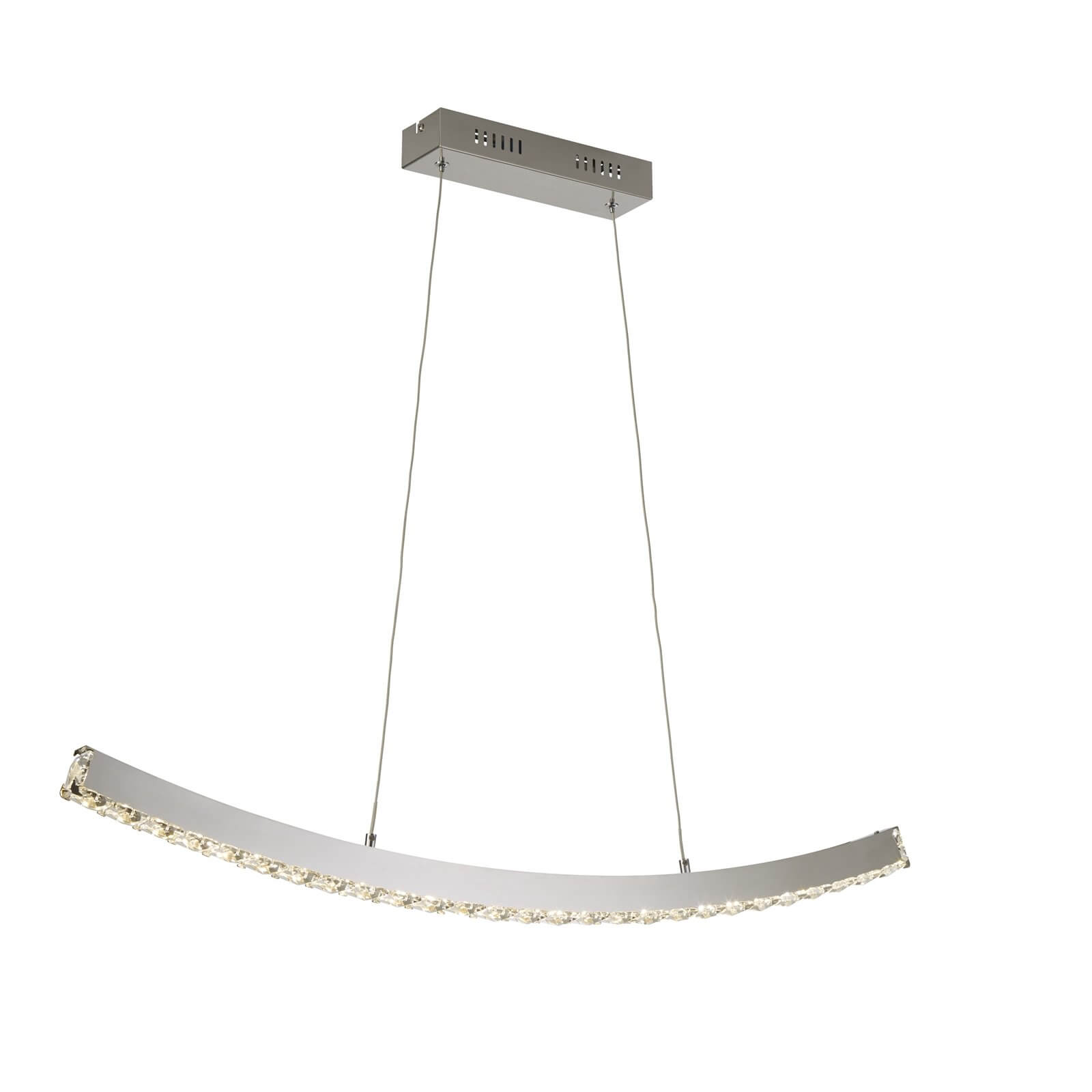 Emerald Crystal LED Bar Pendant Light - Chrome and Clear