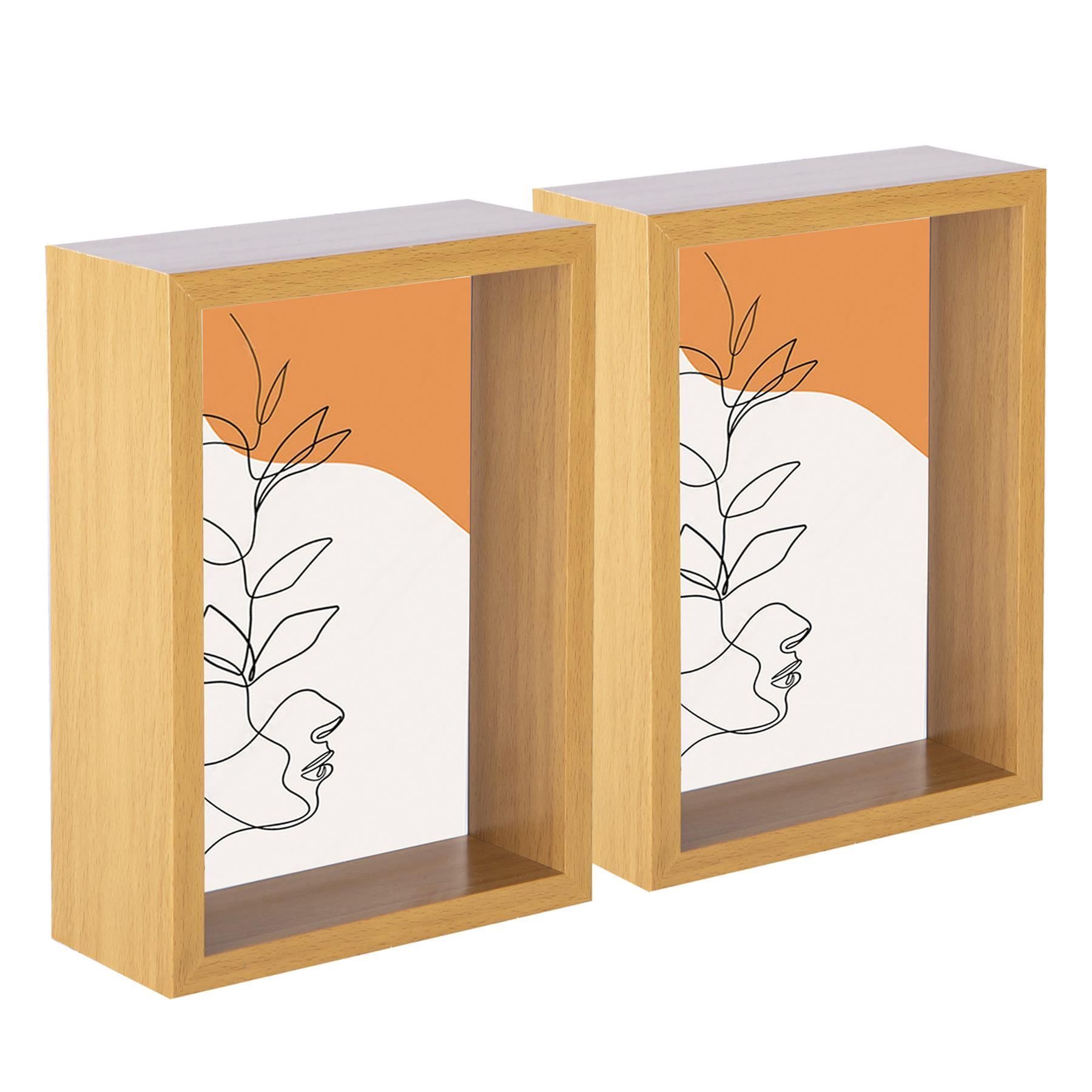 Nicola Spring 3D Deep Box Photo Frames - 5 x 7" - Pack of 5 in Light Brown