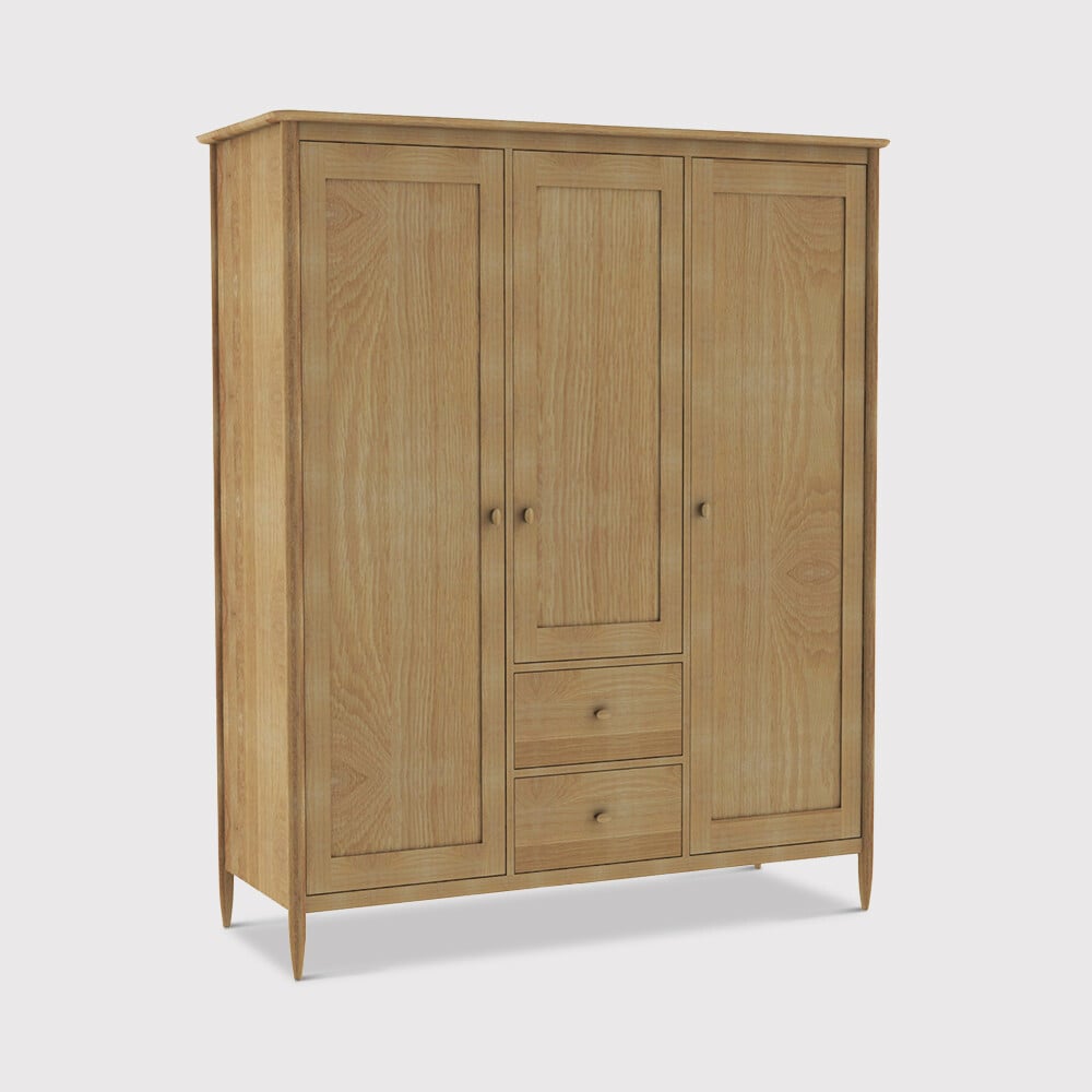 Ercol Teramo 3 Door Wardrobe, Brown Oak | Barker & Stonehouse