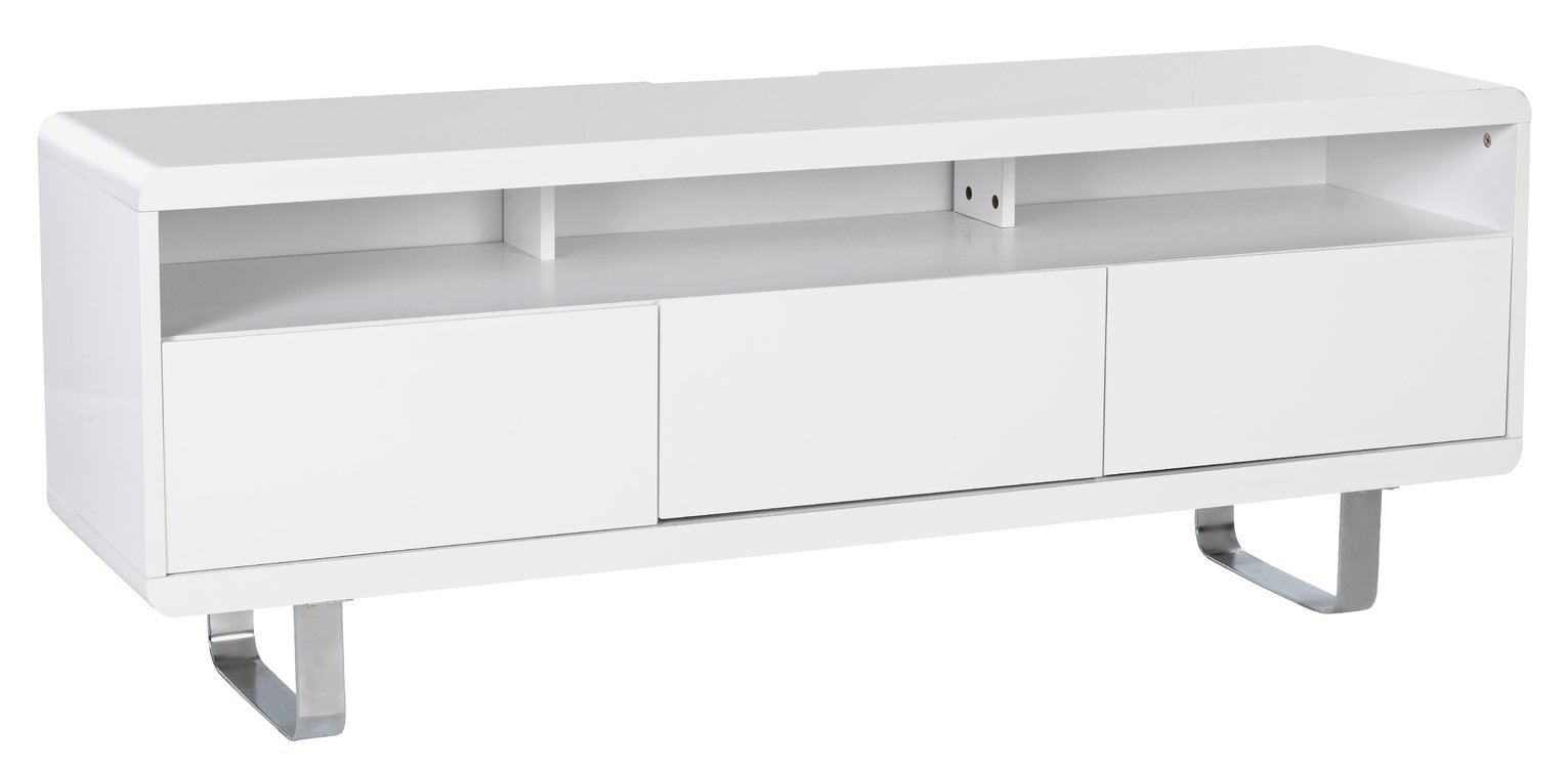 Habitat Sleigh 2 Door 1 Drawer TV Unit  - White Gloss