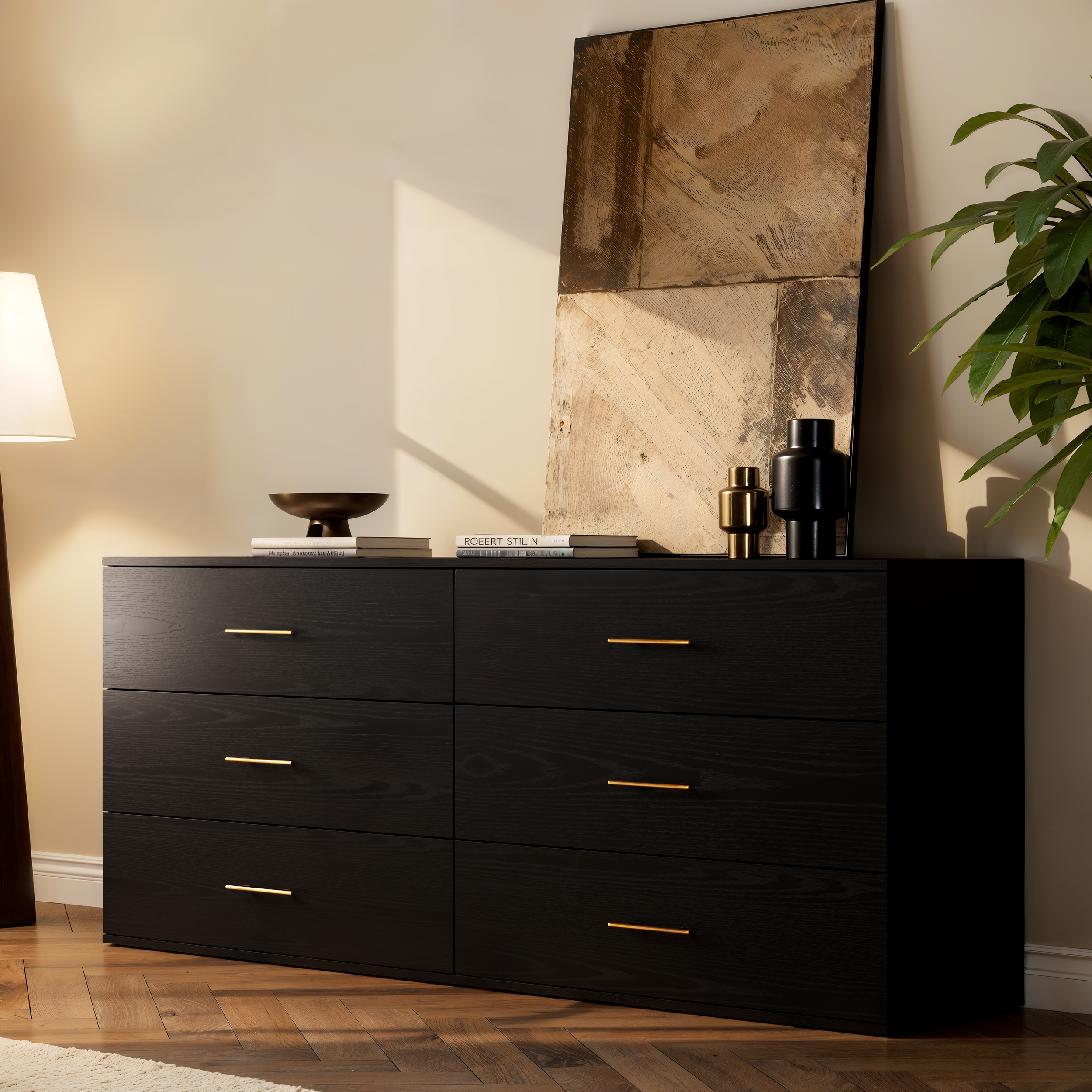 Arune 63" TV Stand with 6-Drawer Storage Chest