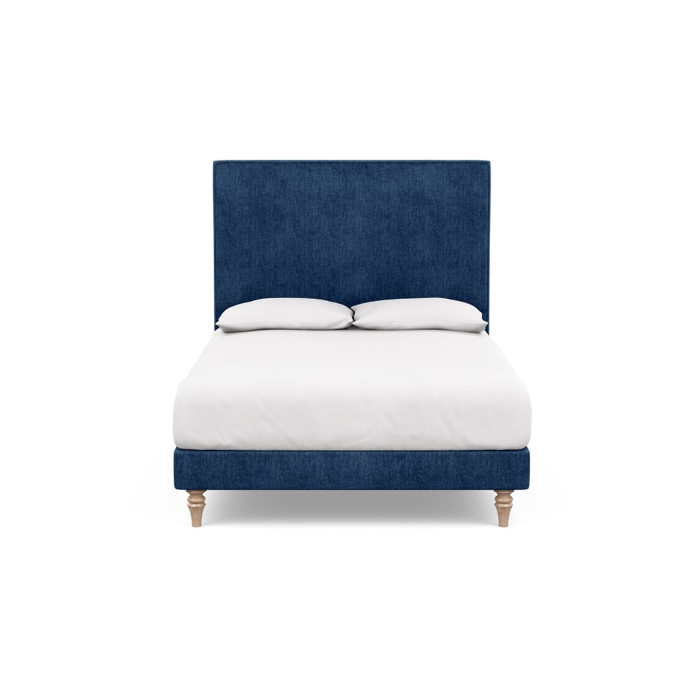 Heal's Shallow Divan Double Broadweave Lagoon Light Turned Solid Wood
