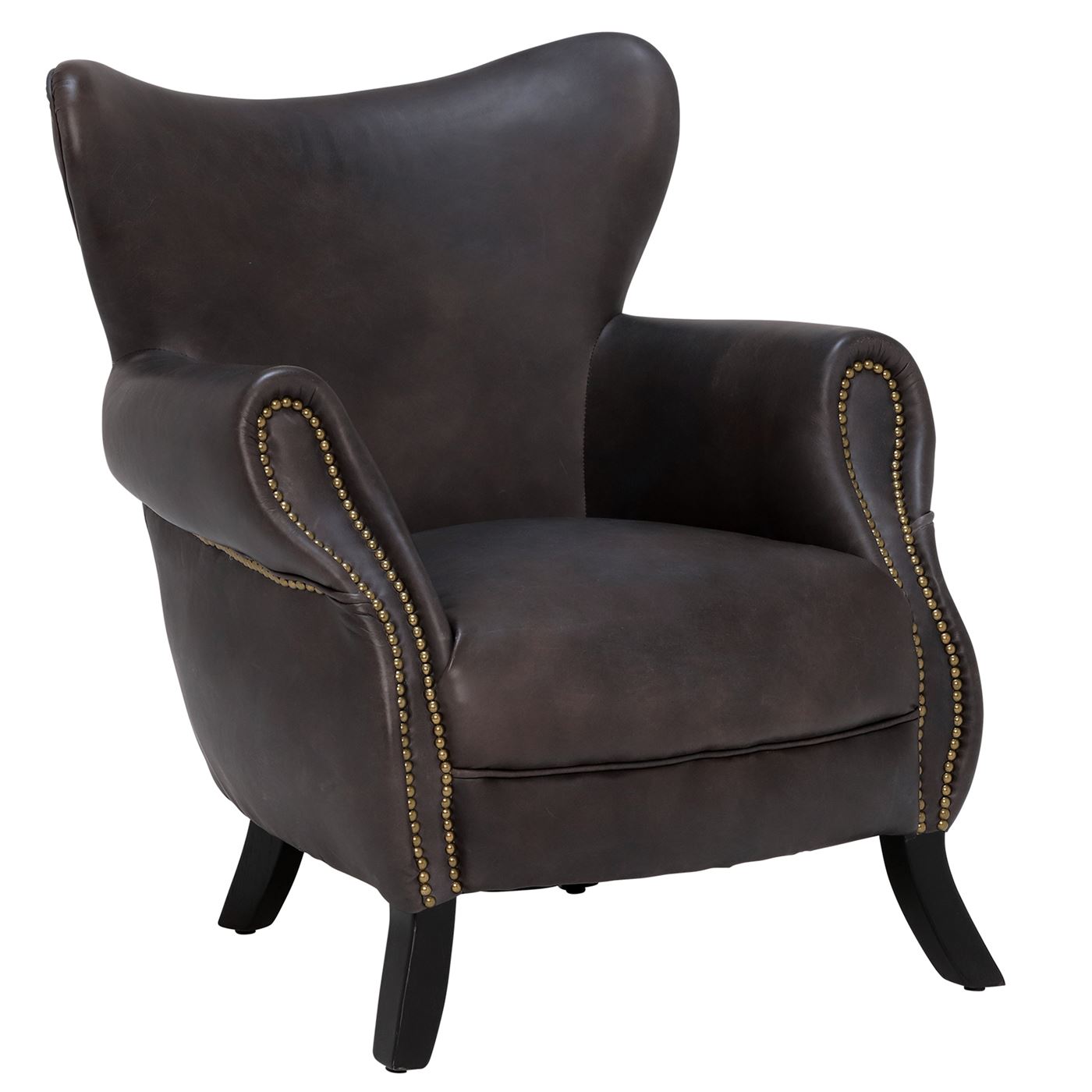 Timothy Oulton Scholar Leather Chair, Black and Black