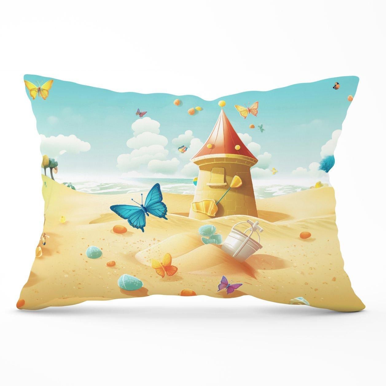 Warren Reed - Designer Butterflies On A Beach Holiday Cushions in Yellow