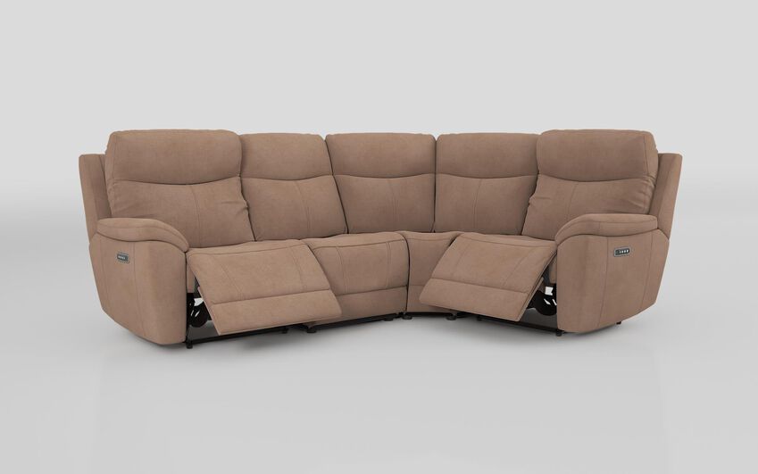 Beige Fabric Eldwick 3 Corner 1 Power Sofa with Head Tilt