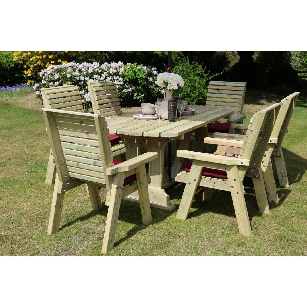 Churnet Valley Garden Furniture Ltd Ergo 6 Chairs Table Set - Min. Assembly Required - Set of Cushions Inc in Brown 2