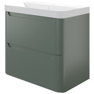 Wickes Malmo Reed Green Wall Hung J Pull Compact Vanity Unit & Basin - 600 x 350mm