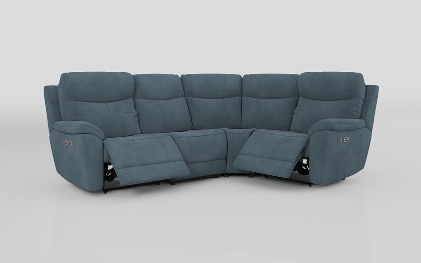 Blue Fabric Eldwick 3 Corner 1 Power Sofa with Head Tilt & Lumbar